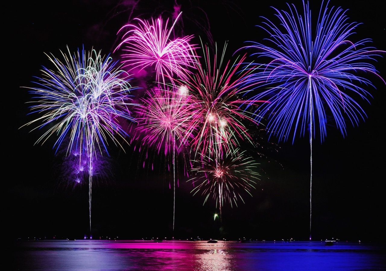Colorful Fireworks for the Grand Finale over Lake