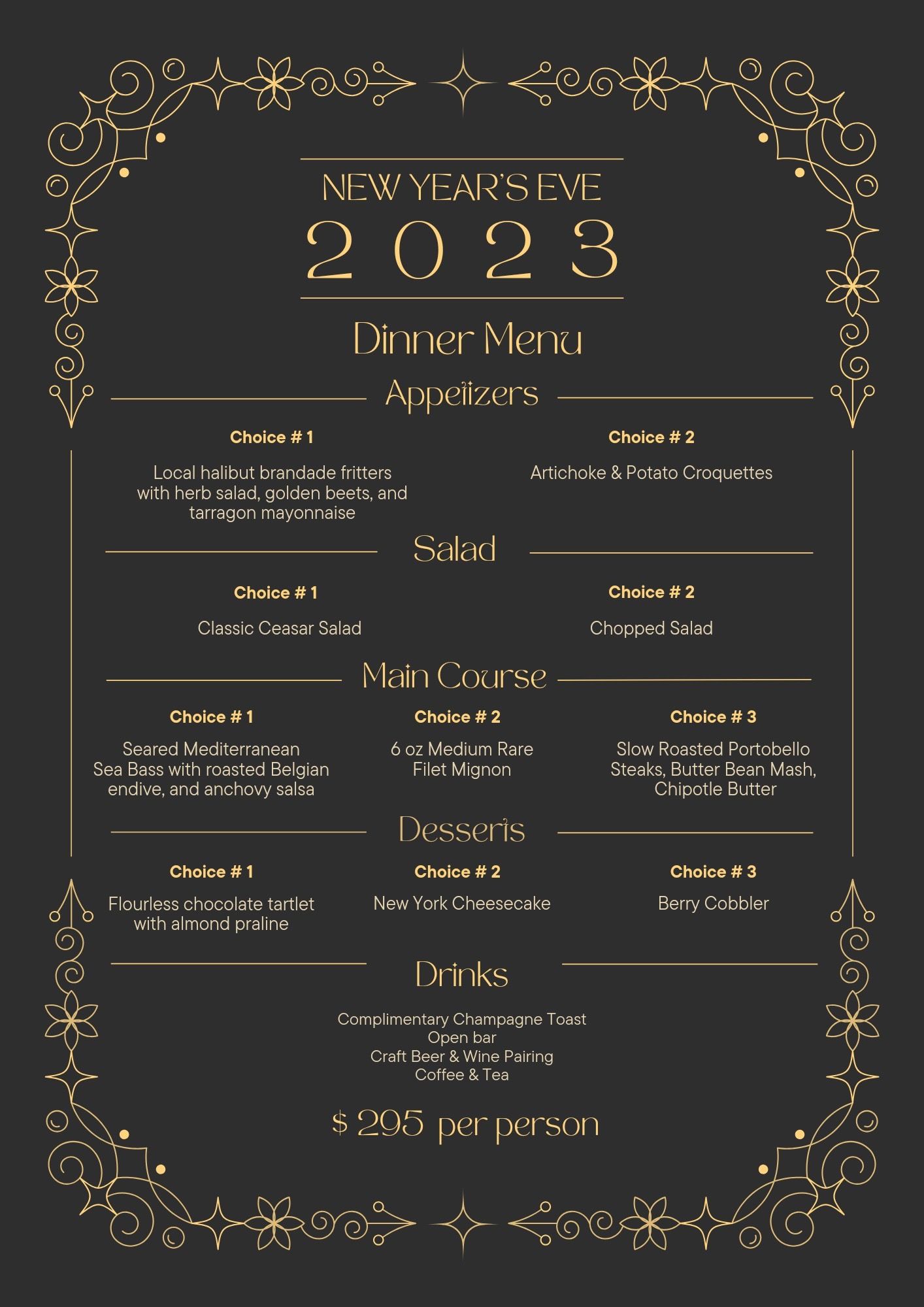 NY Eve Menu